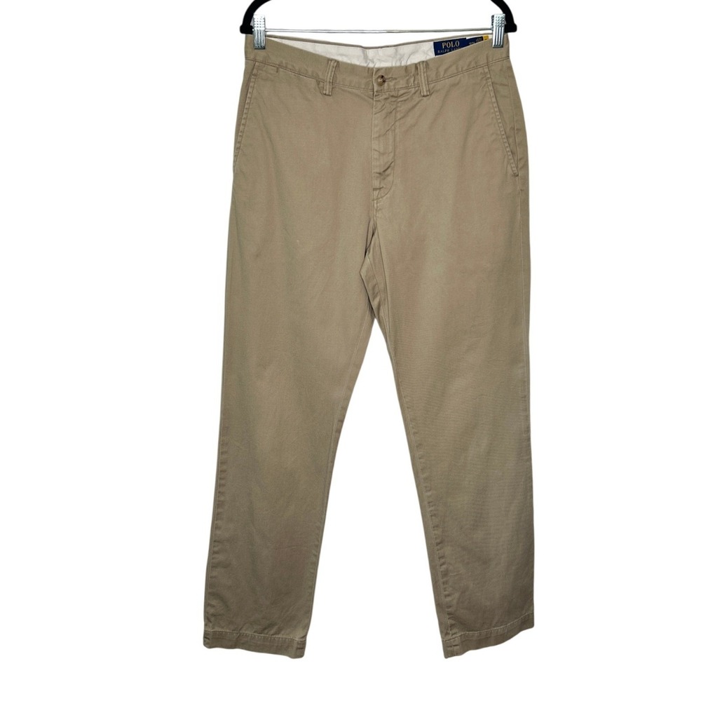 Polo Ralph Lauren Bedford Pants Mens 32x34 Khaki Classic Fit Flat Front Chino